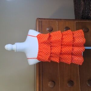 BONGO TIERED Ruffled POLKA-DOT SPAGHETTI STRAP TANK Top Blouse